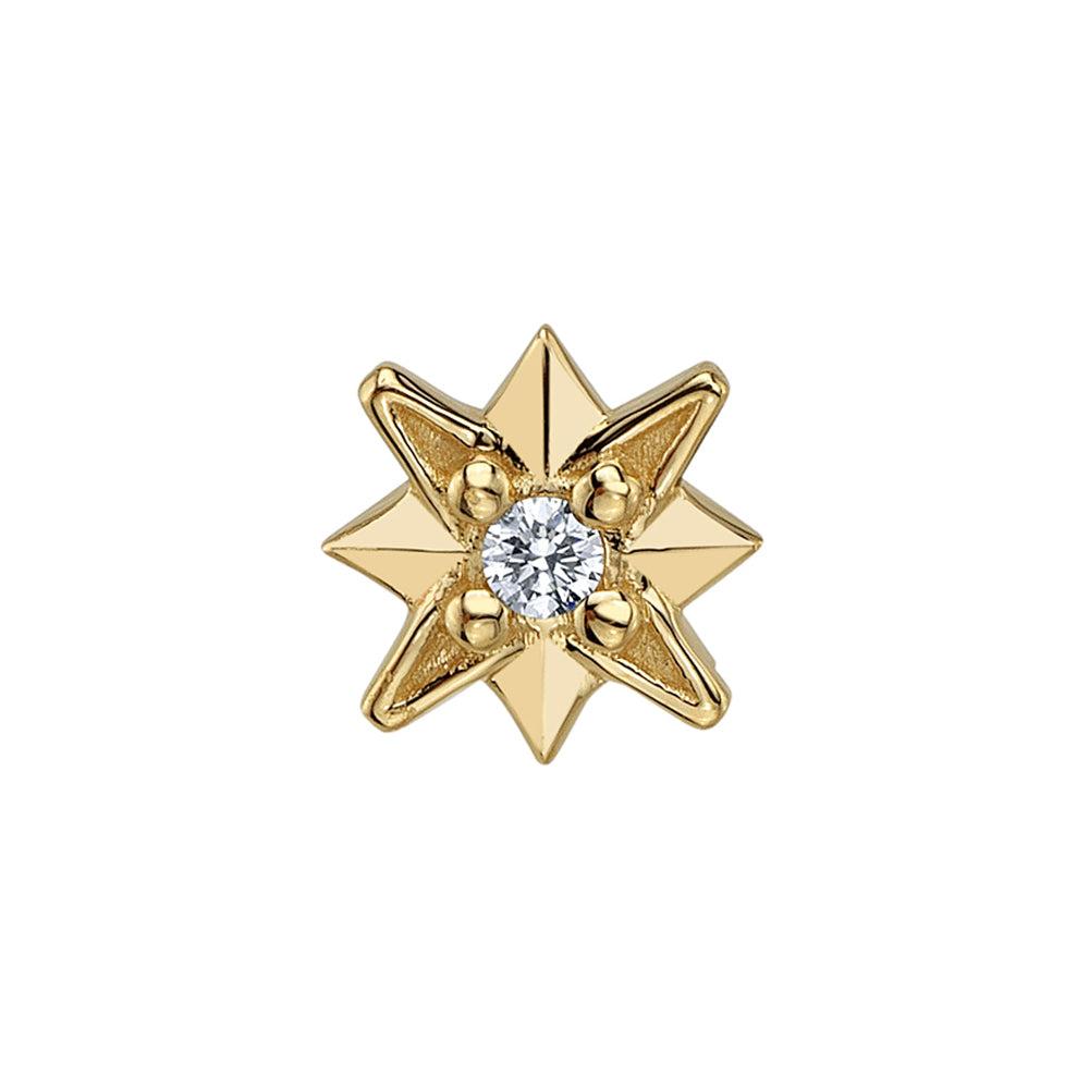 "Icy Starburst" Threaded End in Gold & Platinum with DIAMOND
