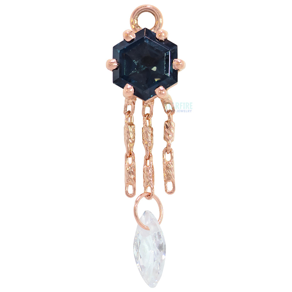 "Petunia" Chain Charm in Gold with London Blue Topaz & White CZ