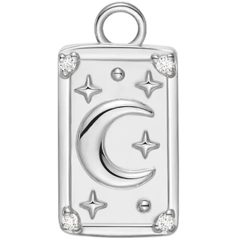 "The Moon" Tarot Card Charm in Gold with Diamonds