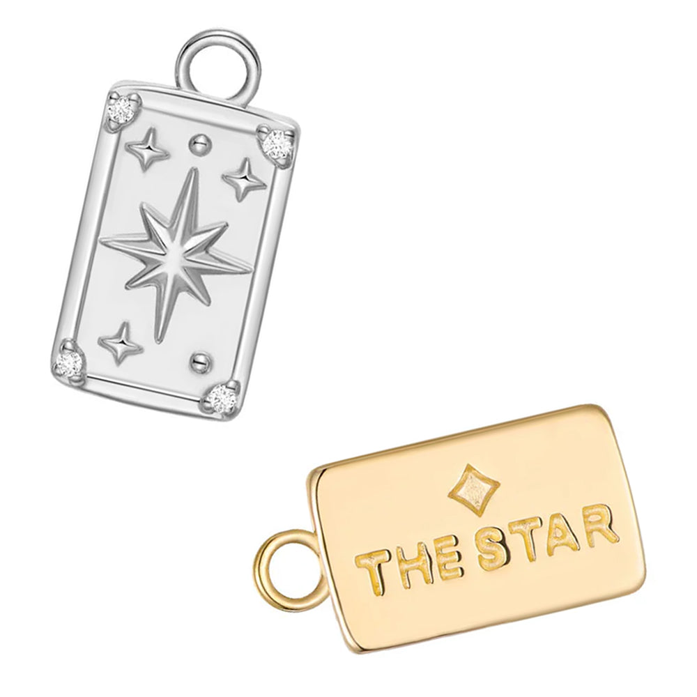 "The Star" Tarot Card Charm in Gold with Diamonds