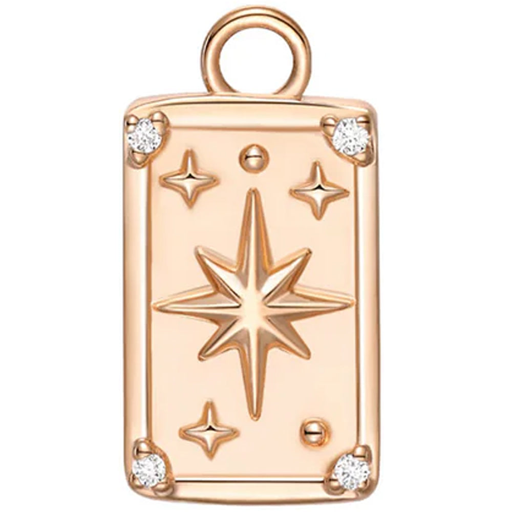 "The Star" Tarot Card Charm in Gold with Diamonds