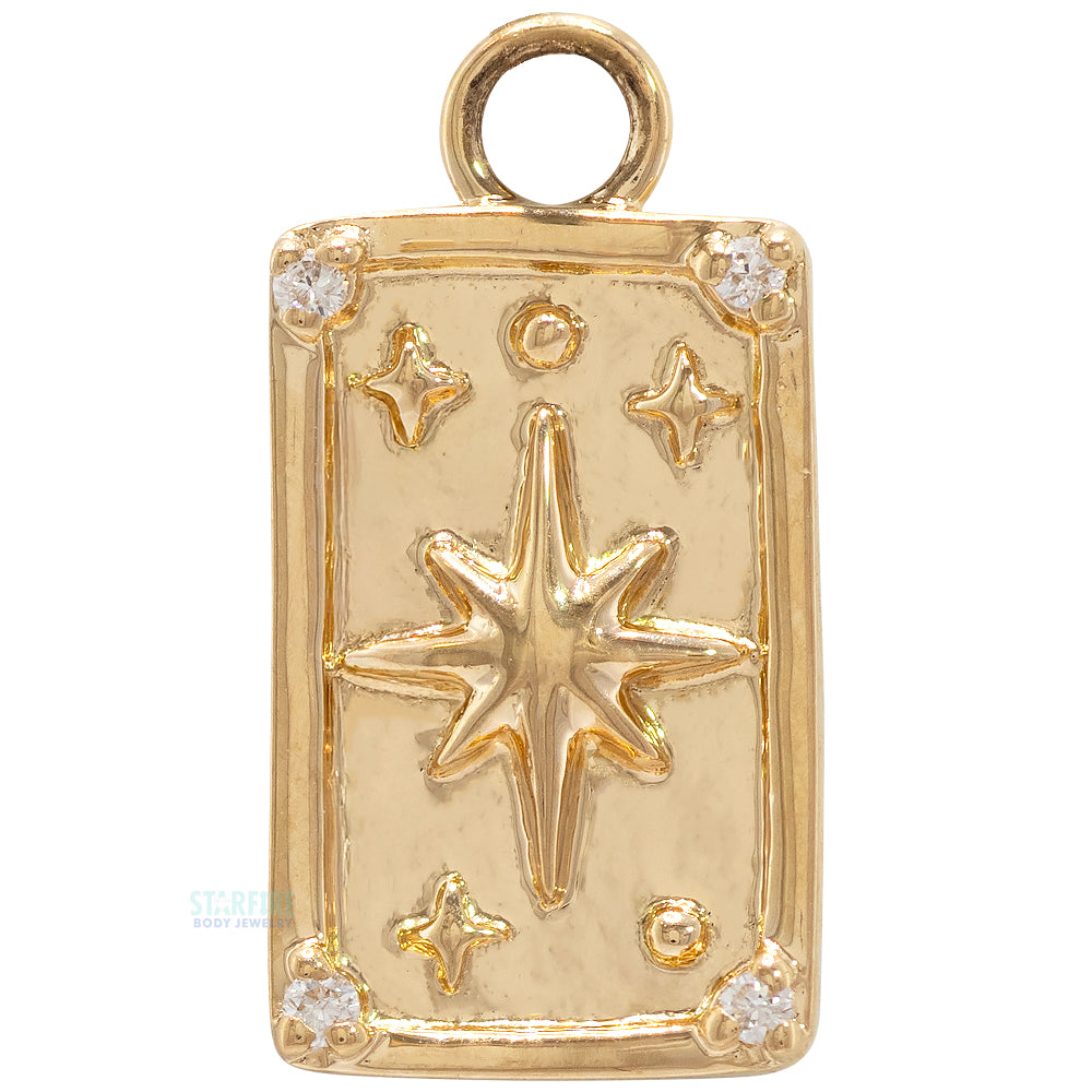 "The Star" Tarot Card Charm in Gold with Diamonds