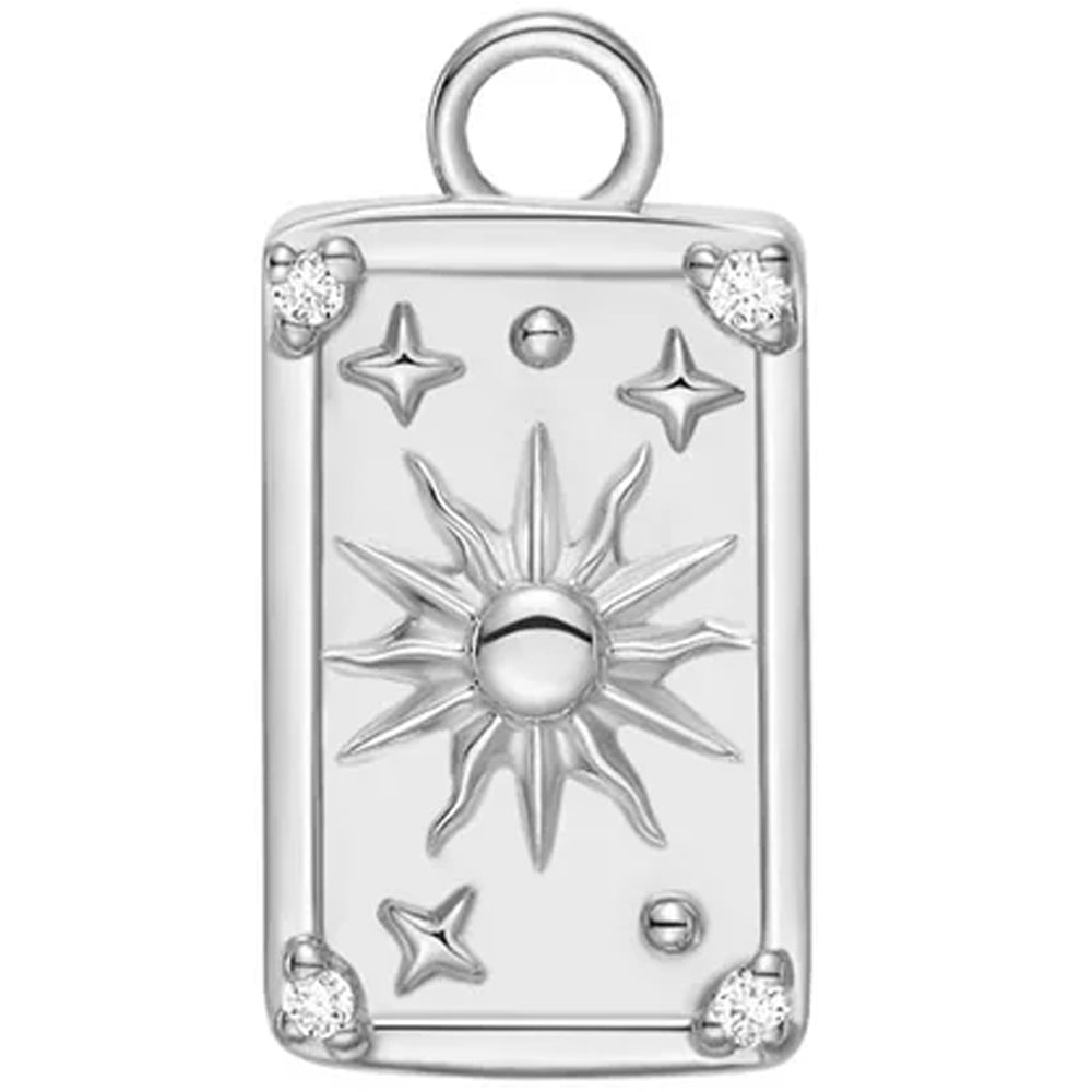 "The Sun" Tarot Card Charm in Gold with Diamonds