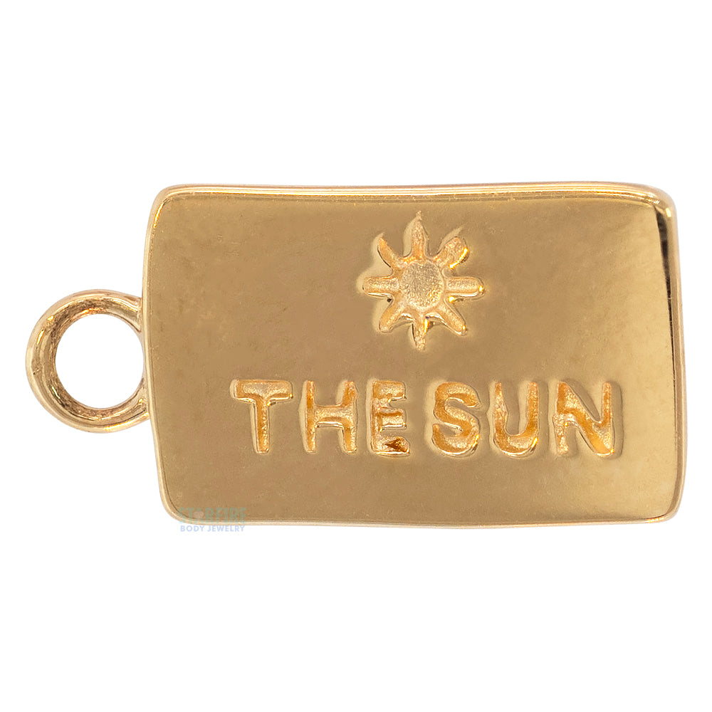 "The Sun" Tarot Card Charm in Gold with Diamonds
