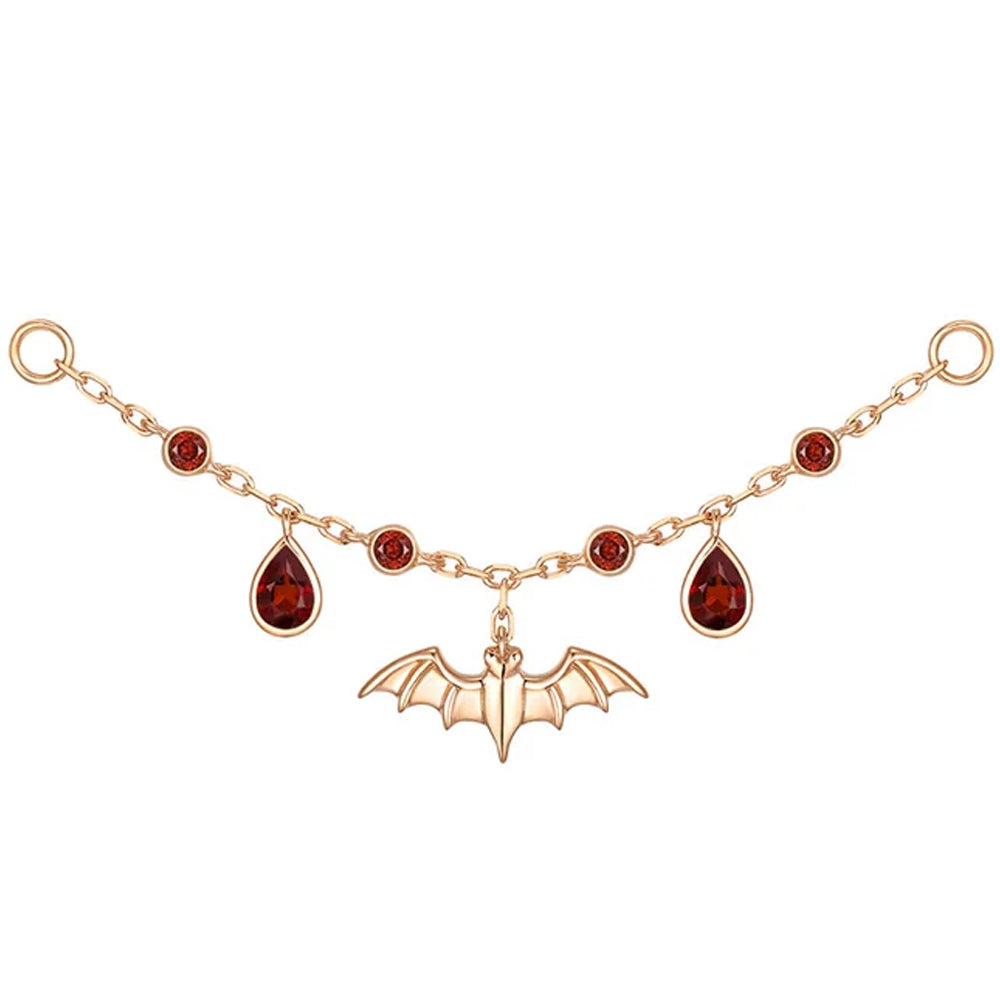 Bat Chain Attachment in Gold with Genuine Gemstones