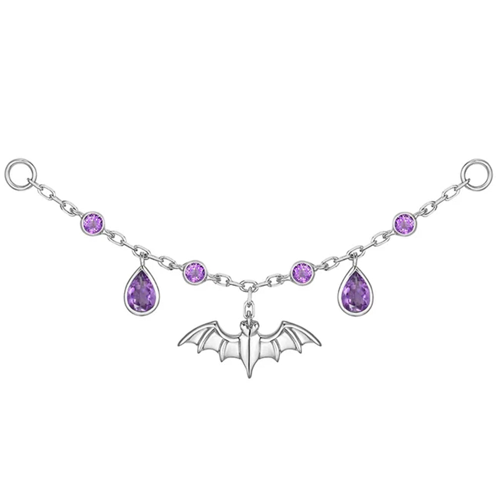 Bat Chain Attachment in Gold with Genuine Gemstones
