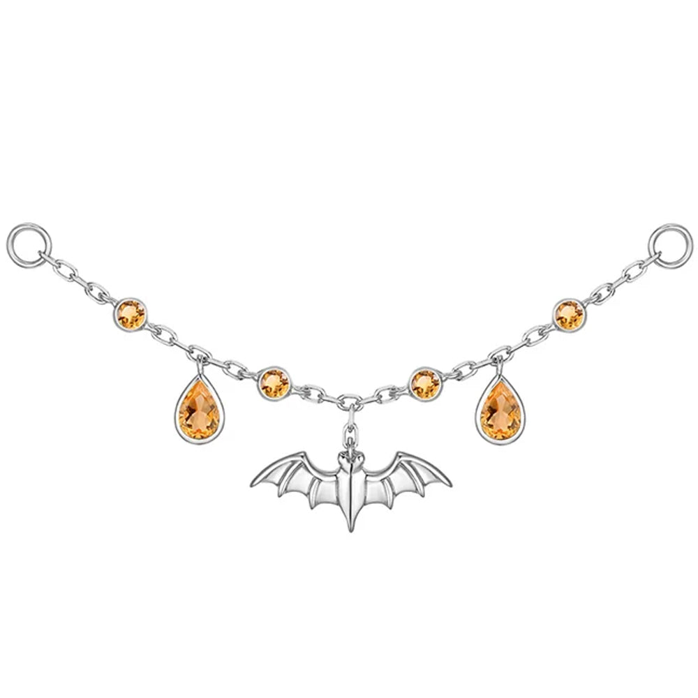 Bat Chain Attachment in Gold with Genuine Gemstones