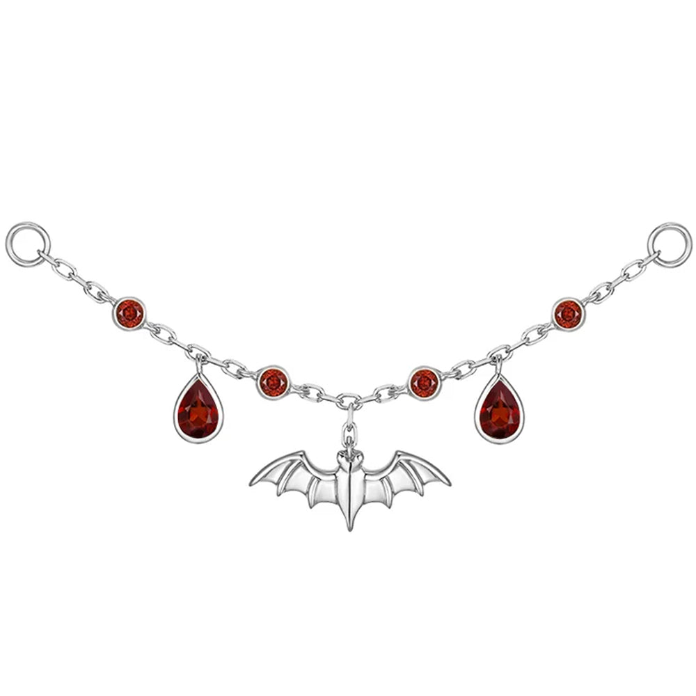 Bat Chain Attachment in Gold with Genuine Gemstones