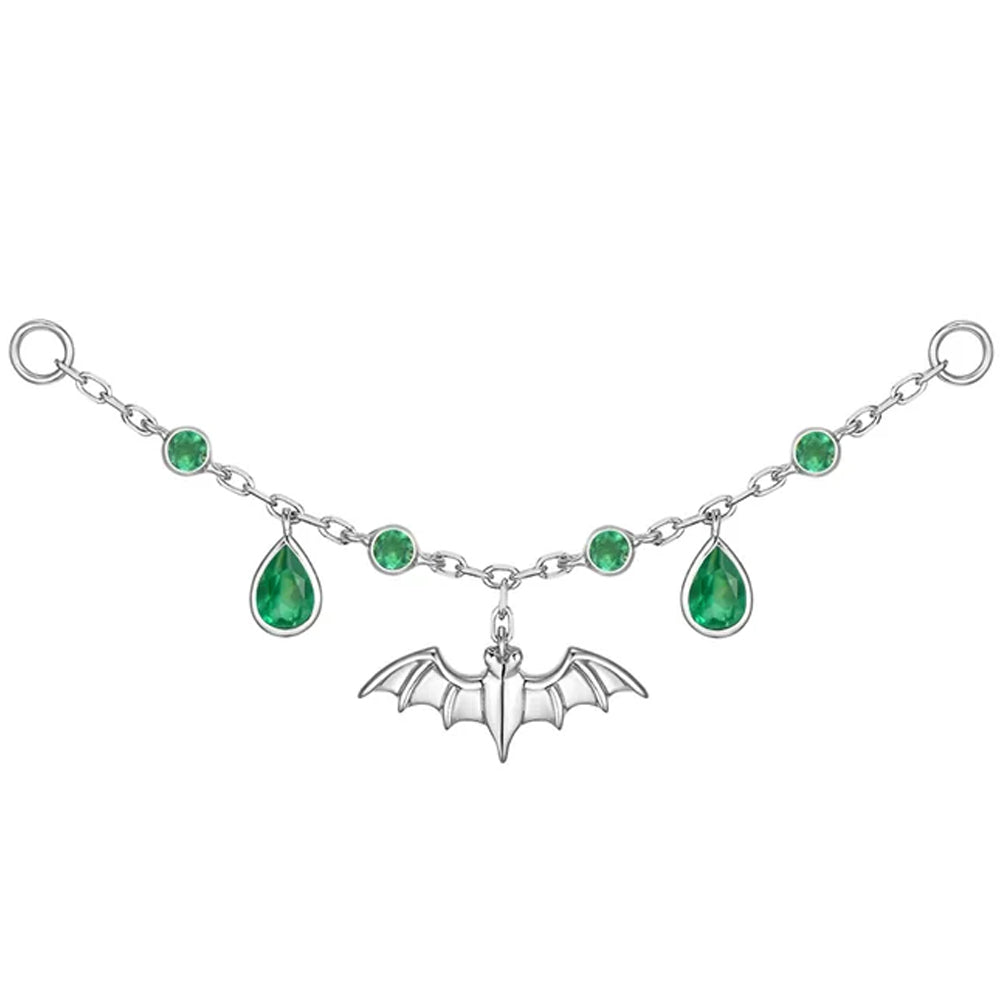 Bat Chain Attachment in Gold with Genuine Gemstones