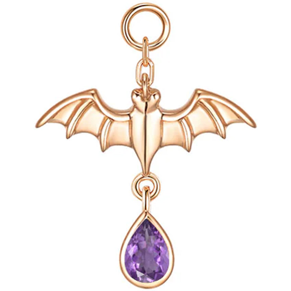 Bat Charm in Gold with Genuine Gemstones