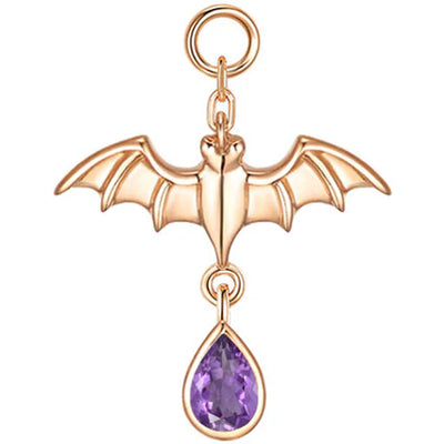 Bat Charm in Gold with Genuine Gemstones