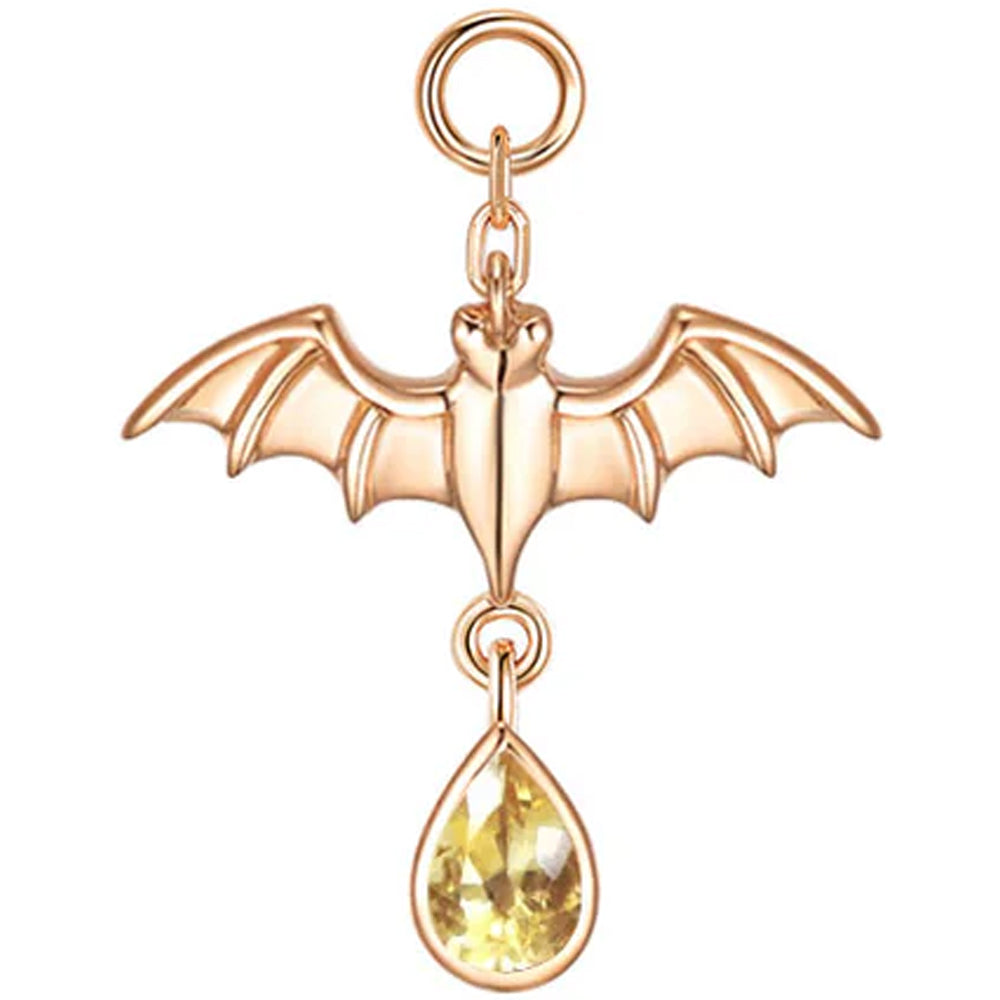 Bat Charm in Gold with Genuine Gemstones