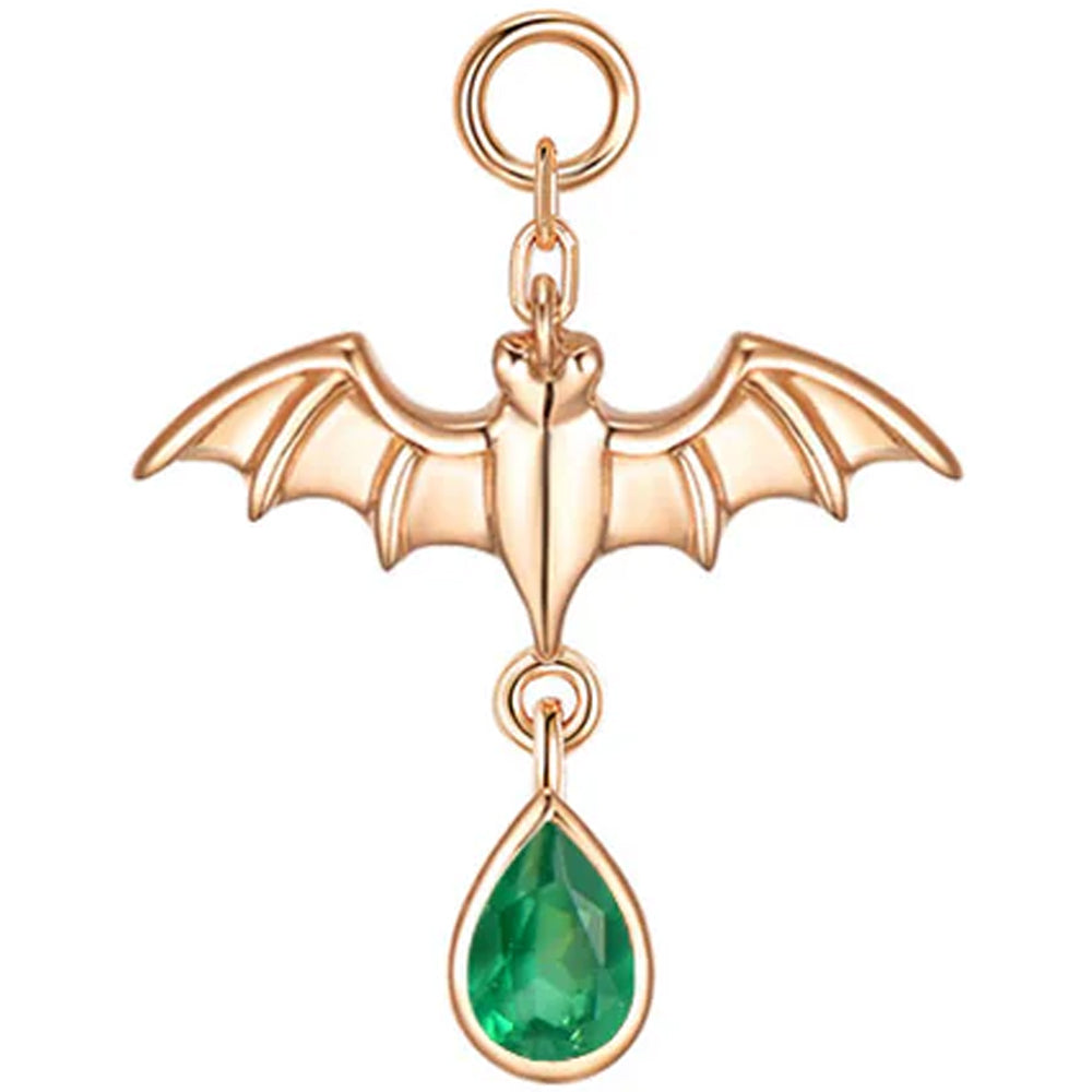 Bat Charm in Gold with Genuine Gemstones