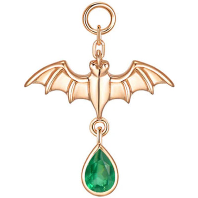 Bat Charm in Gold with Genuine Gemstones