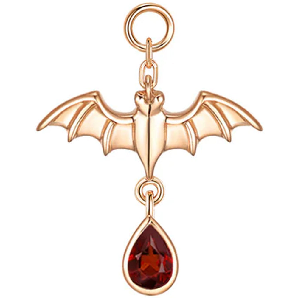 Bat Charm in Gold with Genuine Gemstones