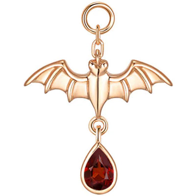 Bat Charm in Gold with Genuine Gemstones