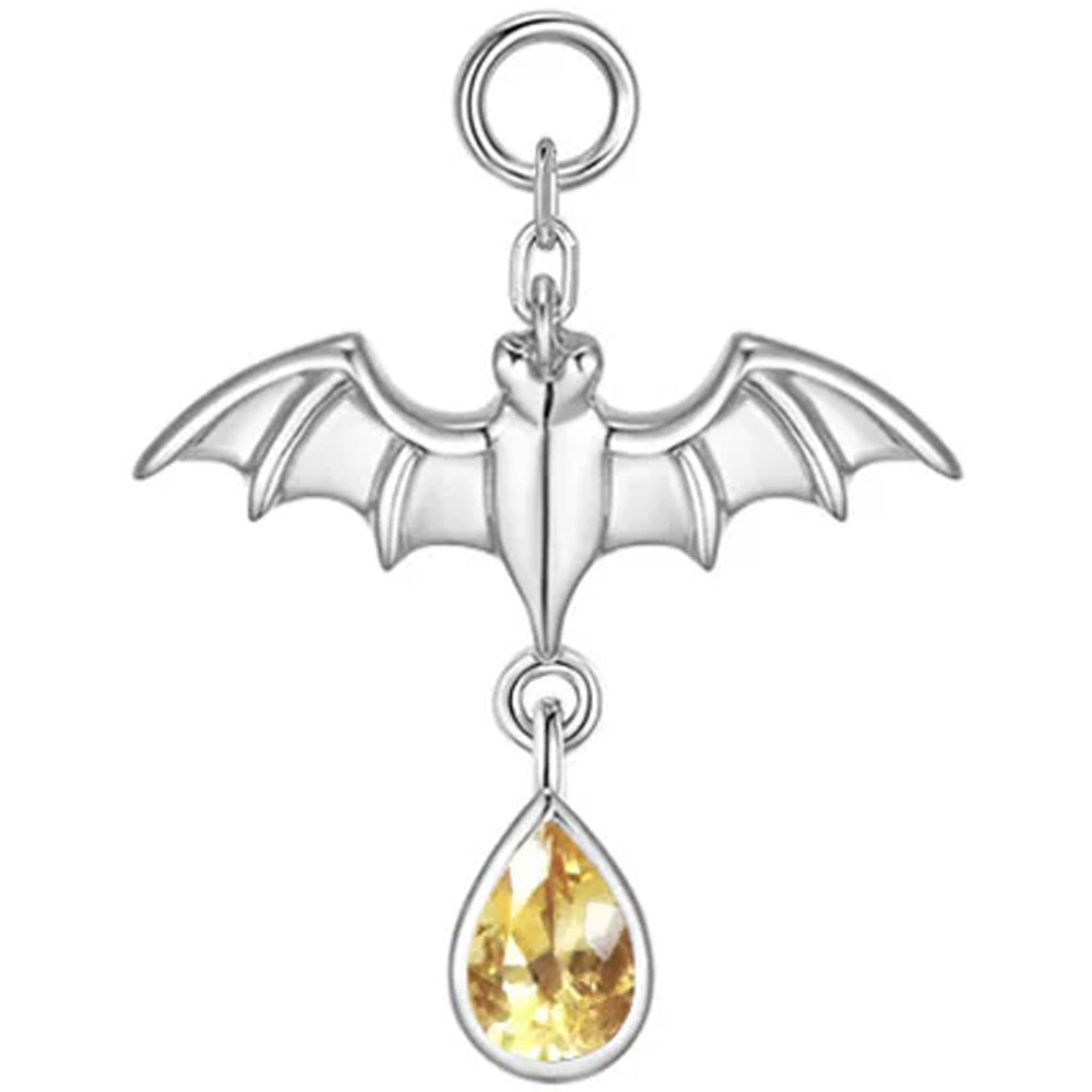 Bat Charm in Gold with Genuine Gemstones