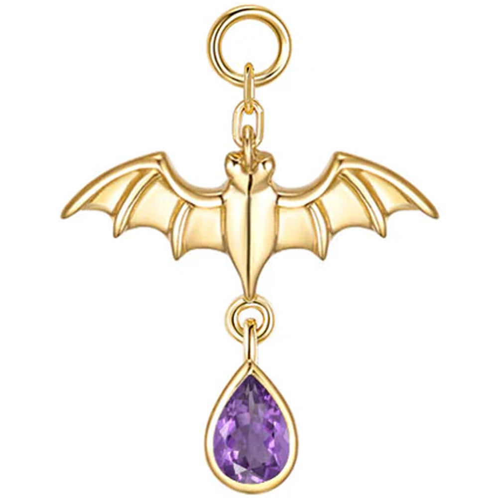 Bat Charm in Gold with Genuine Gemstones