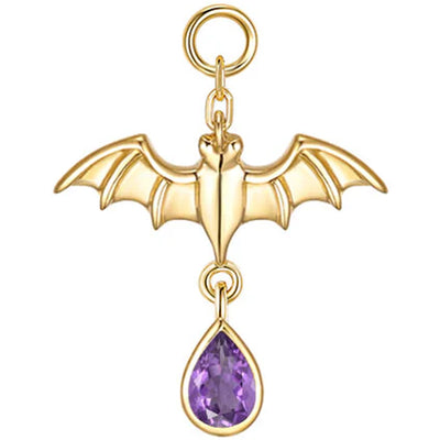 Bat Charm in Gold with Genuine Gemstones