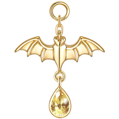 Bat Charm in Gold with Genuine Gemstones