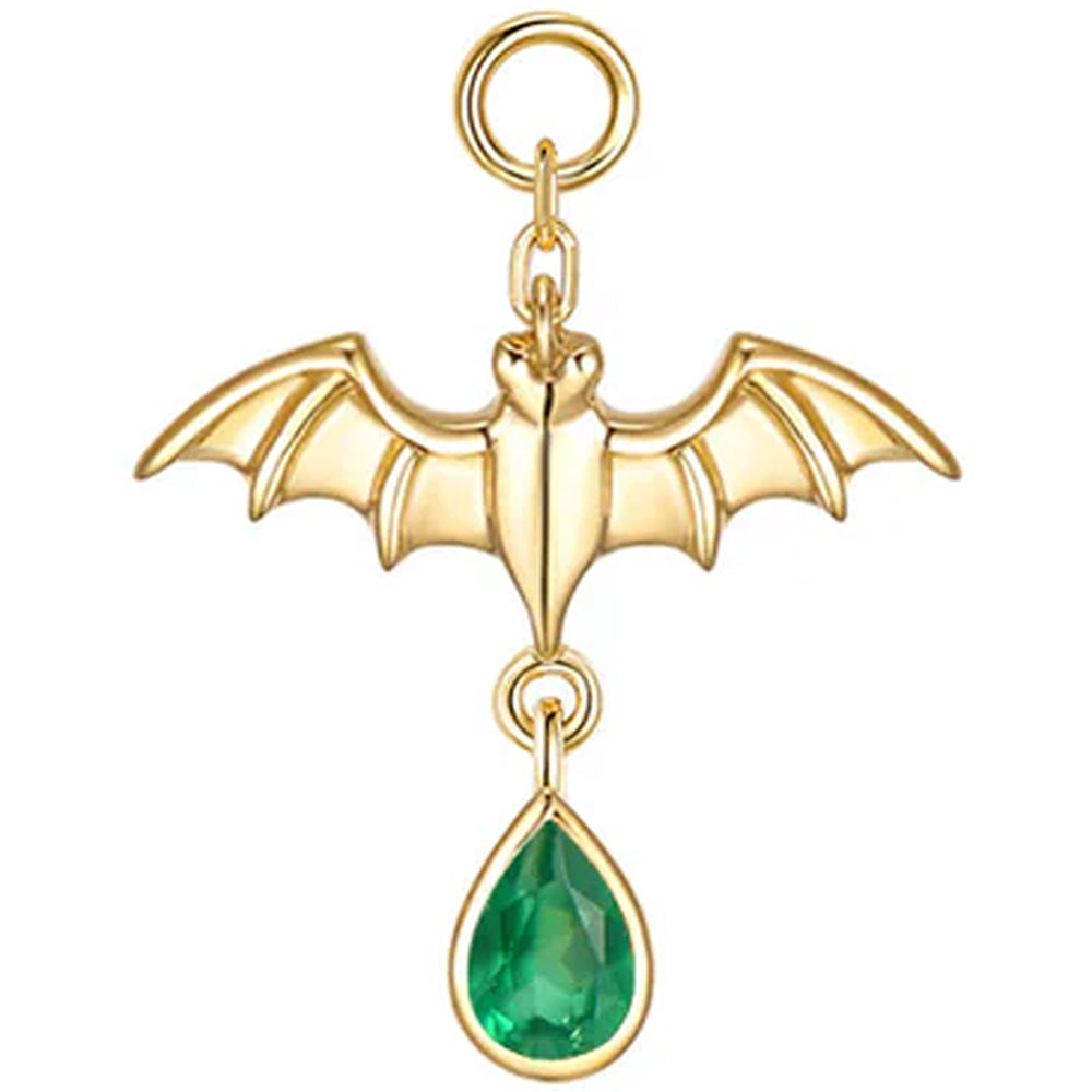 Bat Charm in Gold with Genuine Gemstones