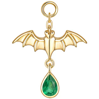 Bat Charm in Gold with Genuine Gemstones