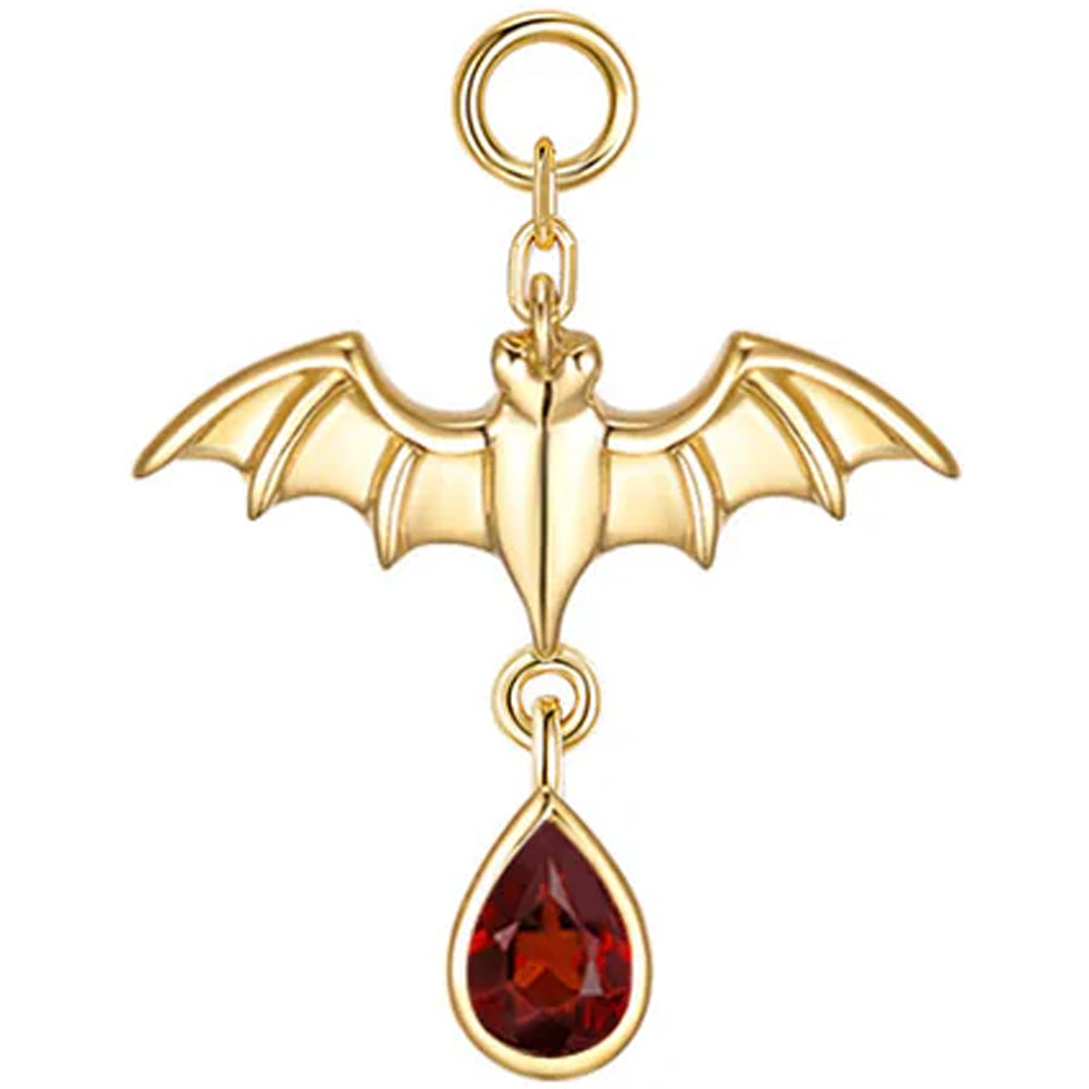 Bat Charm in Gold with Genuine Gemstones