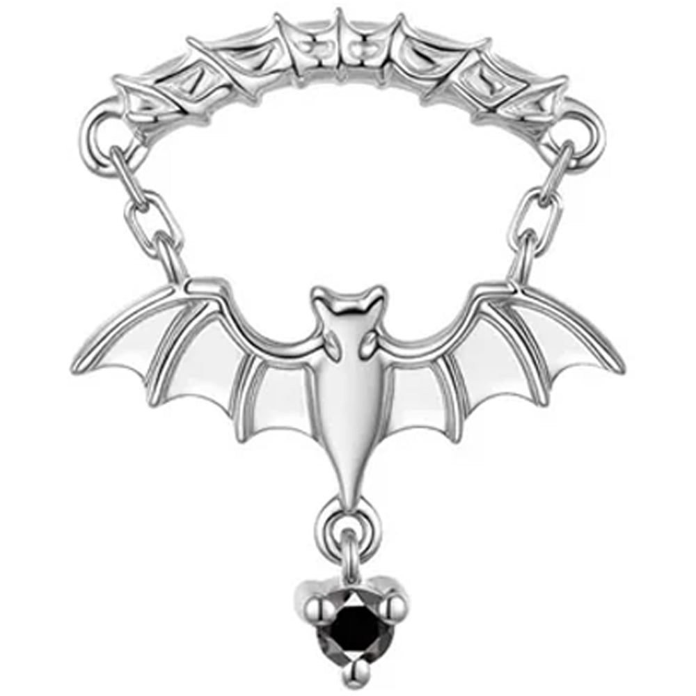 threadless: Bat Hidden Helix End with Chains in Gold with Genuine Gemstone