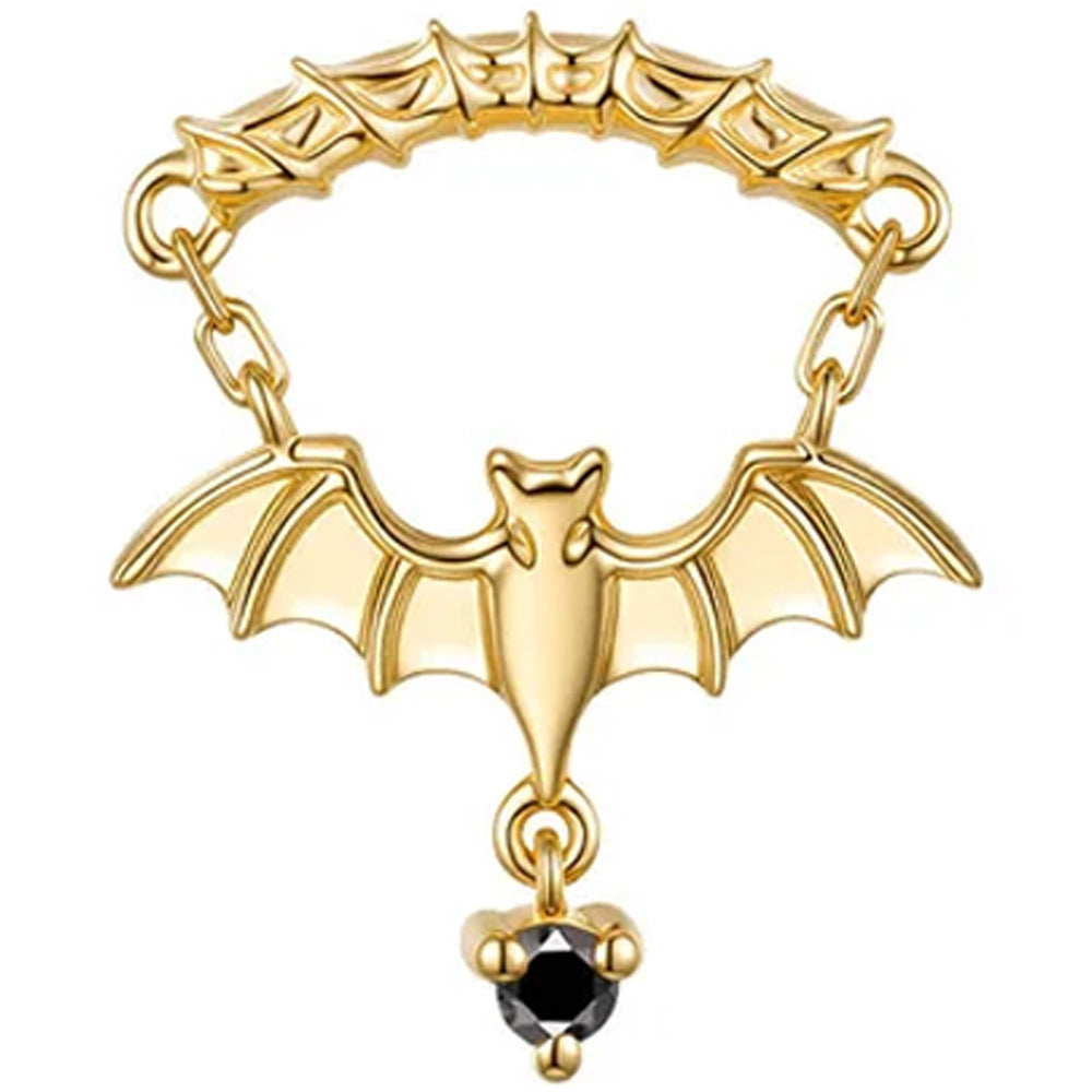 threadless: Bat Hidden Helix End with Chains in Gold with Genuine Gemstone
