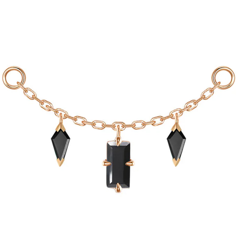 "Joanie" Chain Attachment in Gold with Black Agate