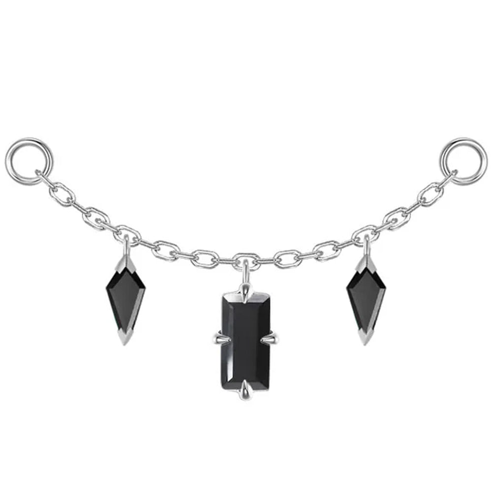 "Joanie" Chain Attachment in Gold with Black Agate