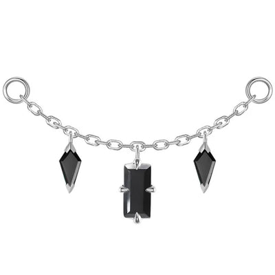 "Joanie" Chain Attachment in Gold with Black Agate