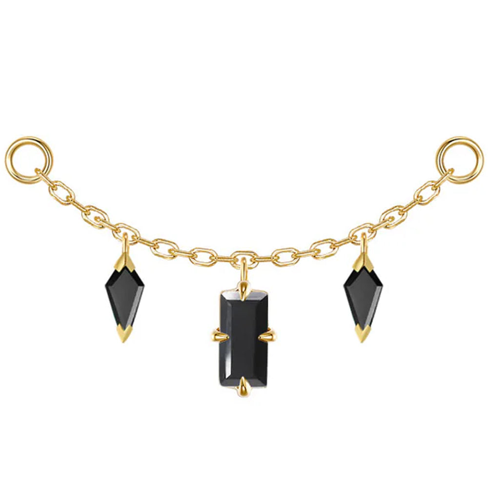"Joanie" Chain Attachment in Gold with Black Agate