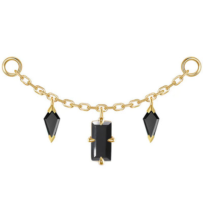 "Joanie" Chain Attachment in Gold with Black Agate