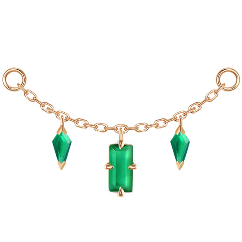 "Joanie" Chain Attachment in Gold with Green Chalcedony