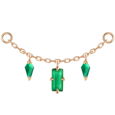 "Joanie" Chain Attachment in Gold with Green Chalcedony