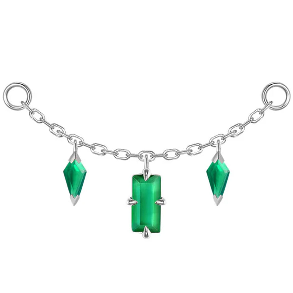 "Joanie" Chain Attachment in Gold with Green Chalcedony