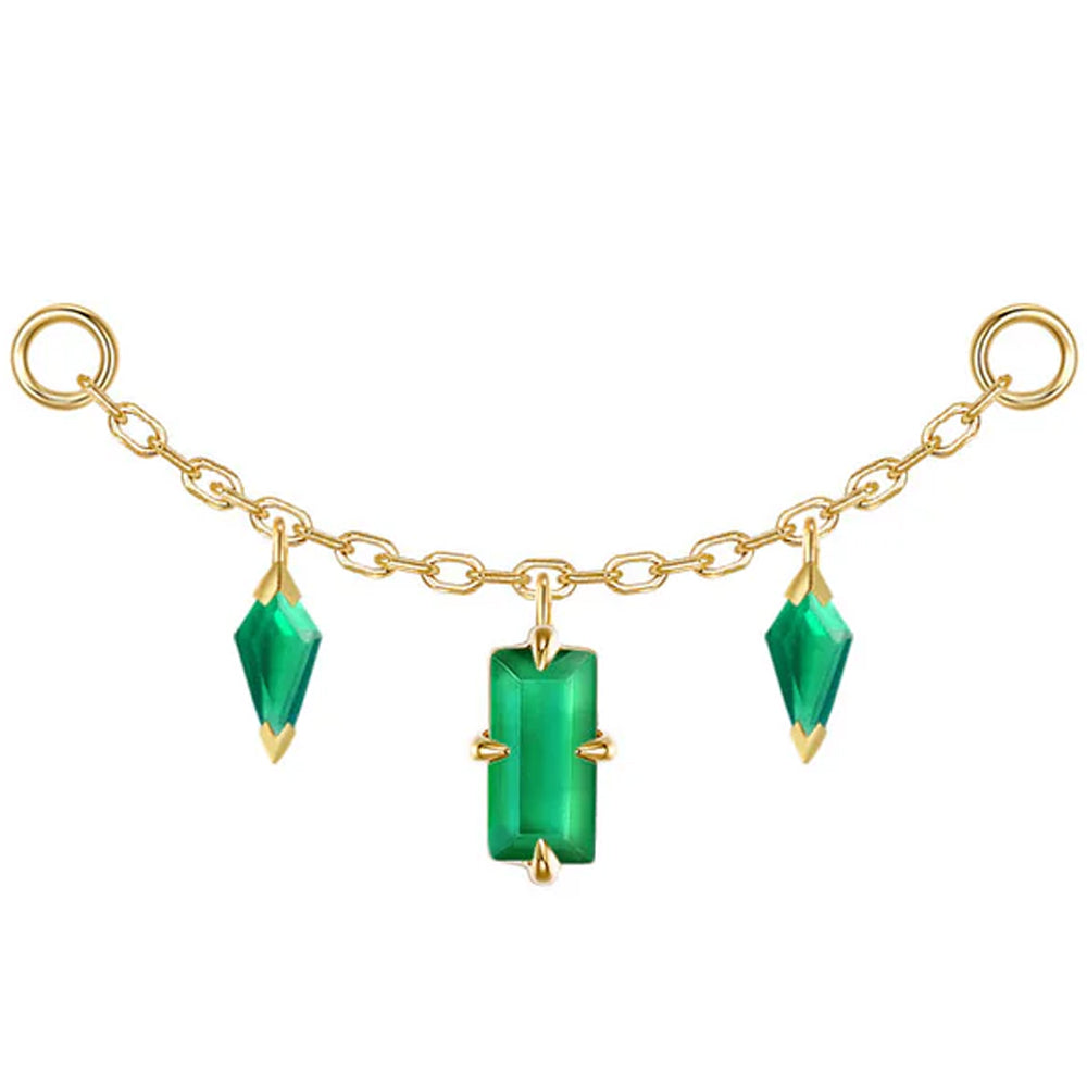 "Joanie" Chain Attachment in Gold with Green Chalcedony