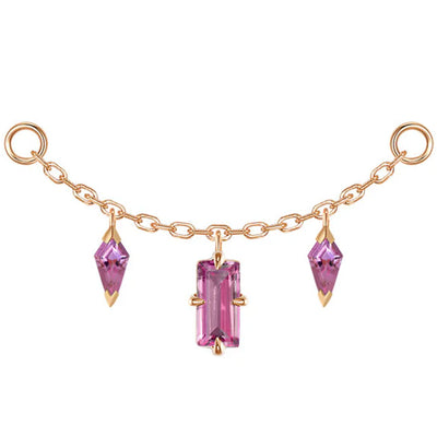 "Joanie" Chain Attachment in Gold with Rhodolite Garnet