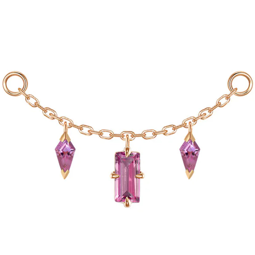 "Joanie" Chain Attachment in Gold with Rhodolite Garnet