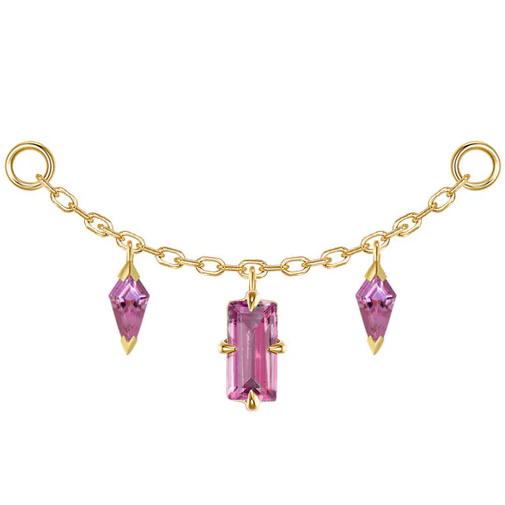 "Joanie" Chain Attachment in Gold with Rhodolite Garnet
