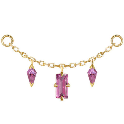 "Joanie" Chain Attachment in Gold with Rhodolite Garnet