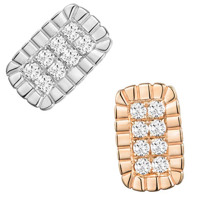 threadless: Rectangle "Piccolo" End in Gold with Diamonds