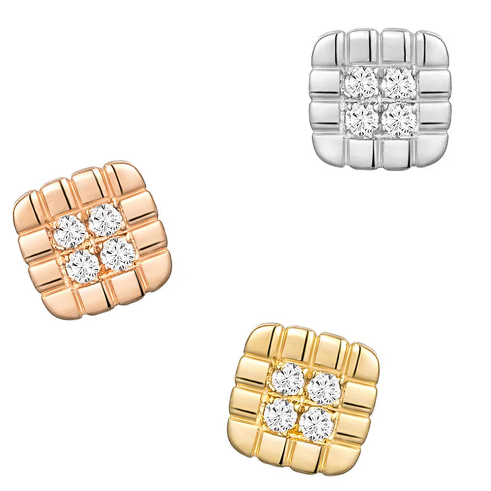 threadless: Square "Piccolo" End in Gold with Diamonds