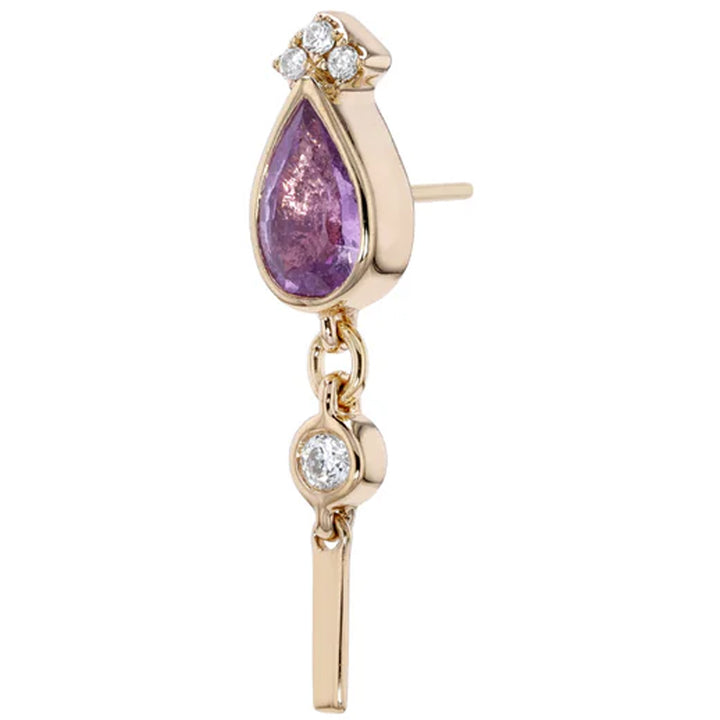 threadless: "Vanity" End in Gold with Pink Sapphire & Diamond