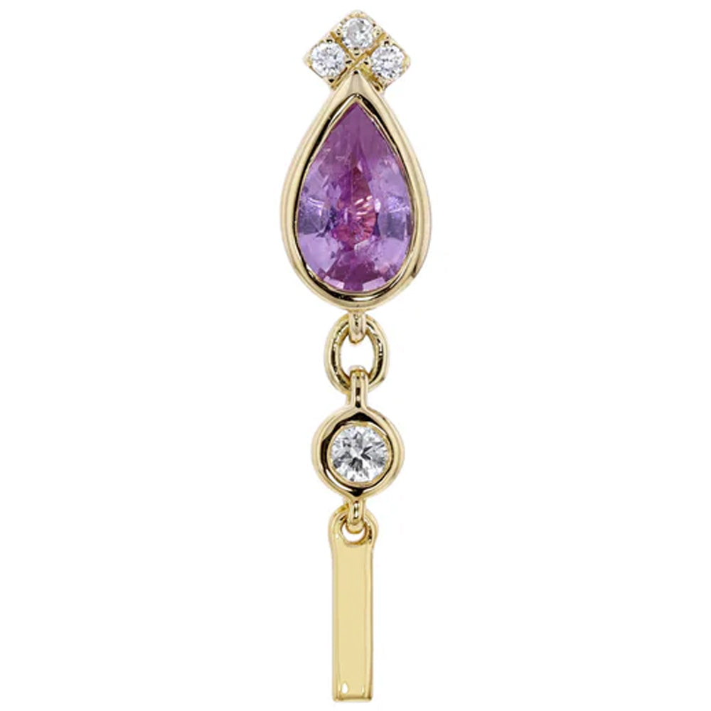 threadless: "Vanity" End in Gold with Pink Sapphire & Diamond