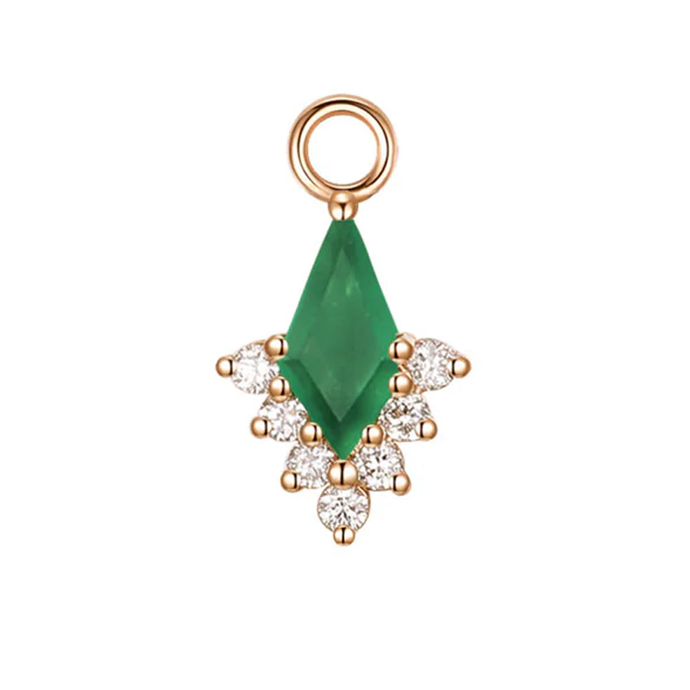 "Jasmine" Charm in Gold with Green Chalcedony & Diamonds