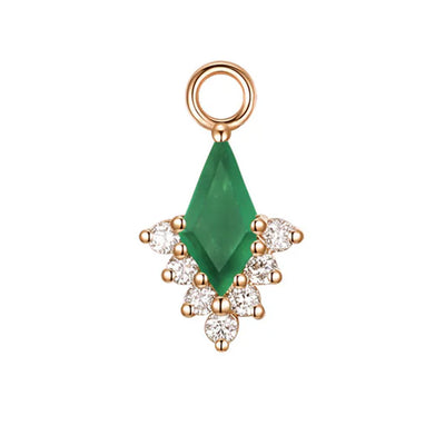 "Jasmine" Charm in Gold with Green Chalcedony & Diamonds
