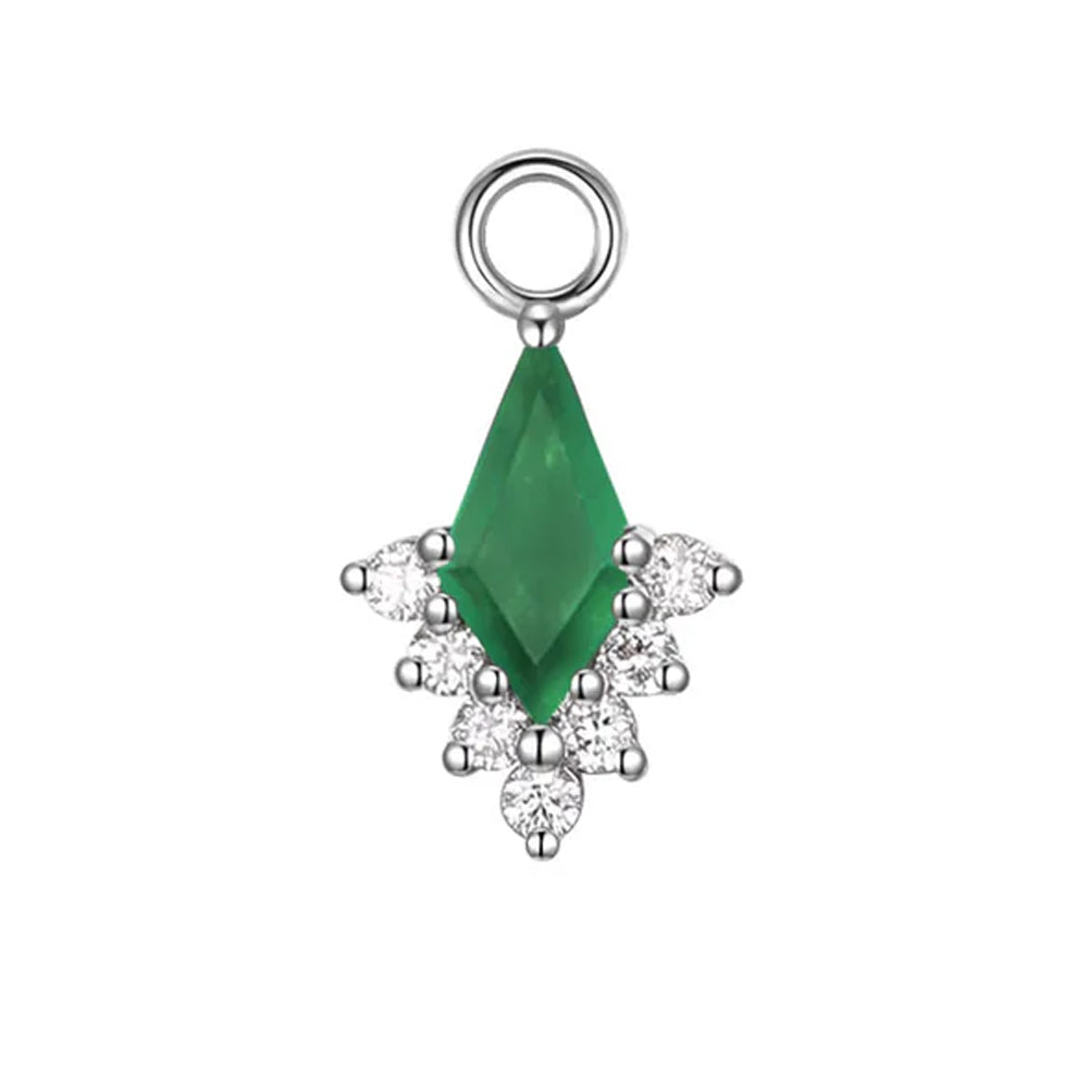 "Jasmine" Charm in Gold with Green Chalcedony & Diamonds