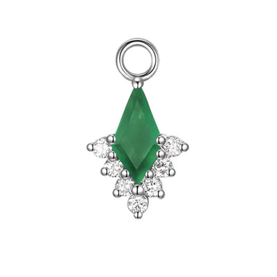 "Jasmine" Charm in Gold with Green Chalcedony & Diamonds